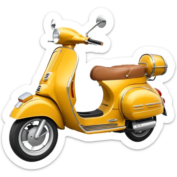 kahverengi küt saçlı gelin kahverengi saçlı damat turuncu vespa motor sürüyor sticker