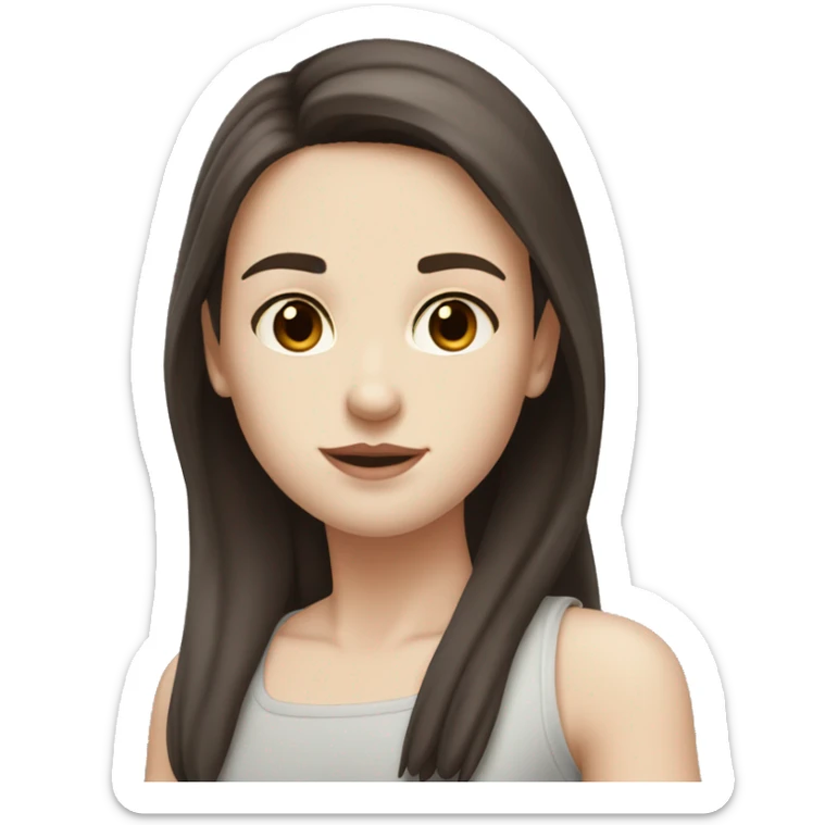 very dark brown haired and very dark brown eyed straight haired pale skinned girl sticker