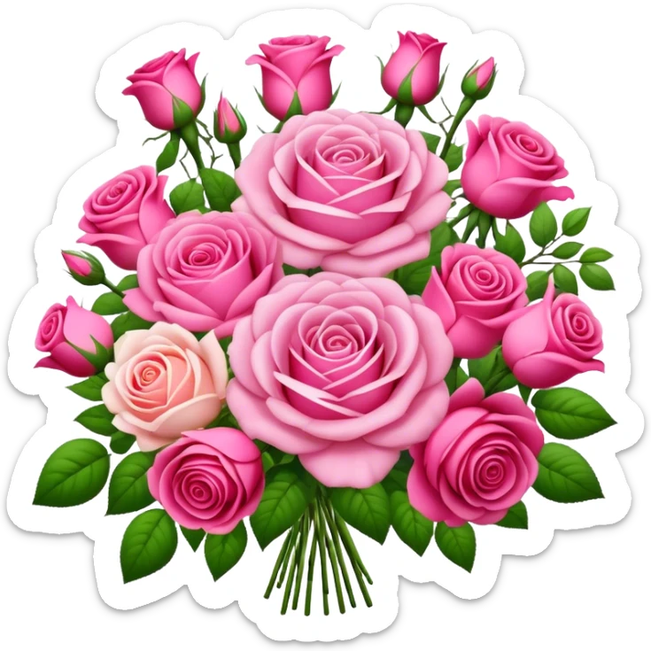 Huge pink flower bouquet with different flowers and pink tones and roses sticker