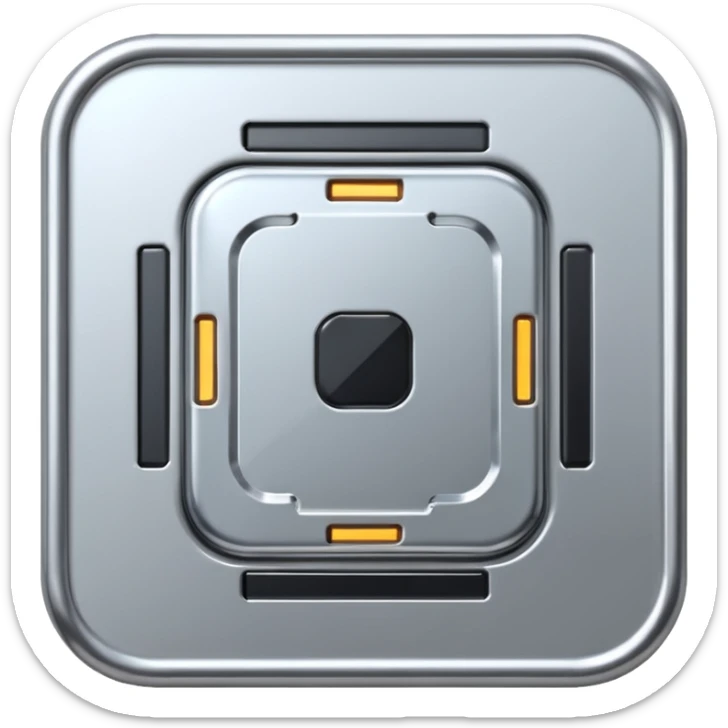 A futuristic microchip emoji made of polished silver chrome, minimal circuit details, smooth metallic surface, soft lighting, iOS emoji style, centered, clean white background sticker