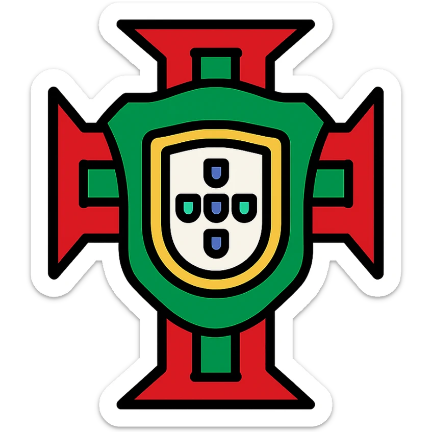 Portugal logo, modern, bold, national colors red and green, simple, iconic design sticker
