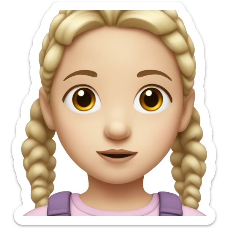 pale white toddler girl with brown straight pigtails and big black eyes not blonde no blonde hair NO BLONDE HAIR sticker