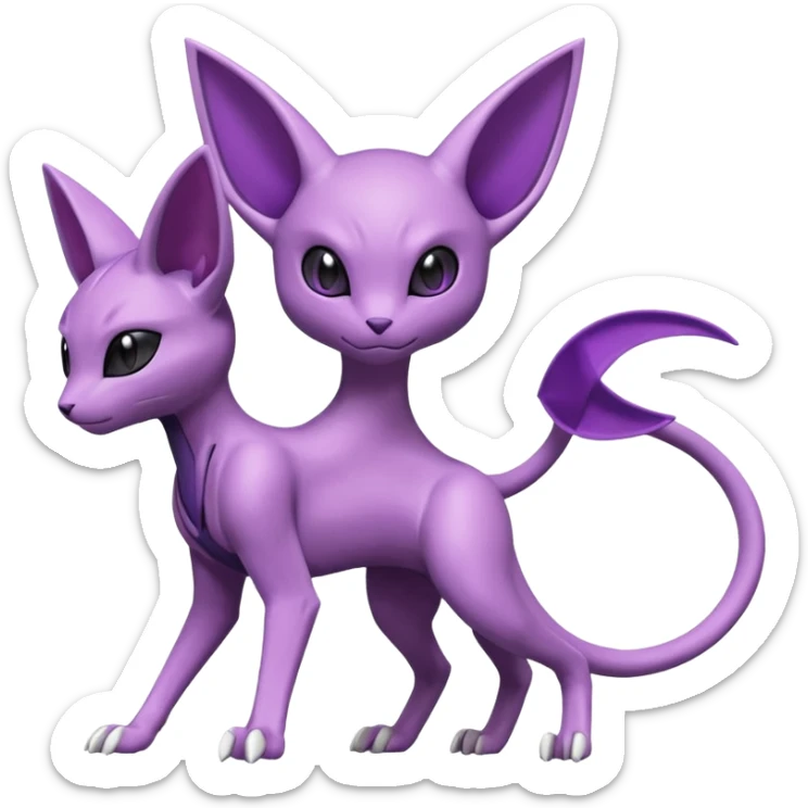 Black, Purple, Miraidon-Genesect-Espeon-Mewtwo-Fakémon-hybrid-creature (full body)  sticker
