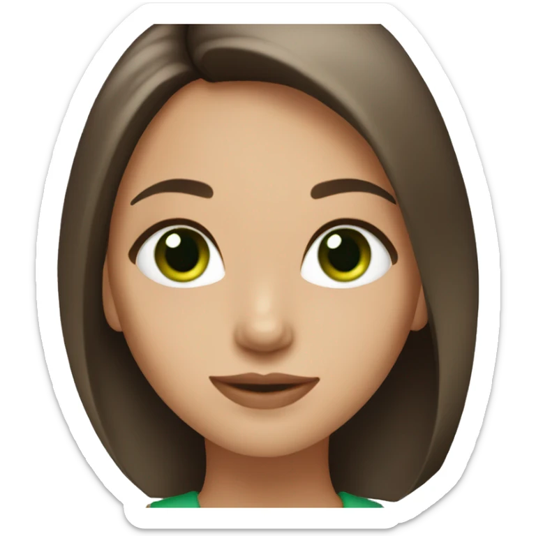 girl with green eyes, bob haircut, brown hair, very beautiful sticker