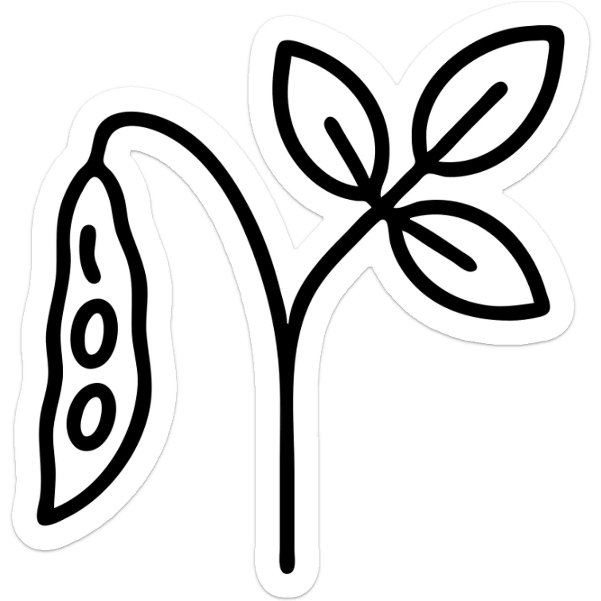 outlined icon of a pigeonpea plant showing leaves and pods sticker