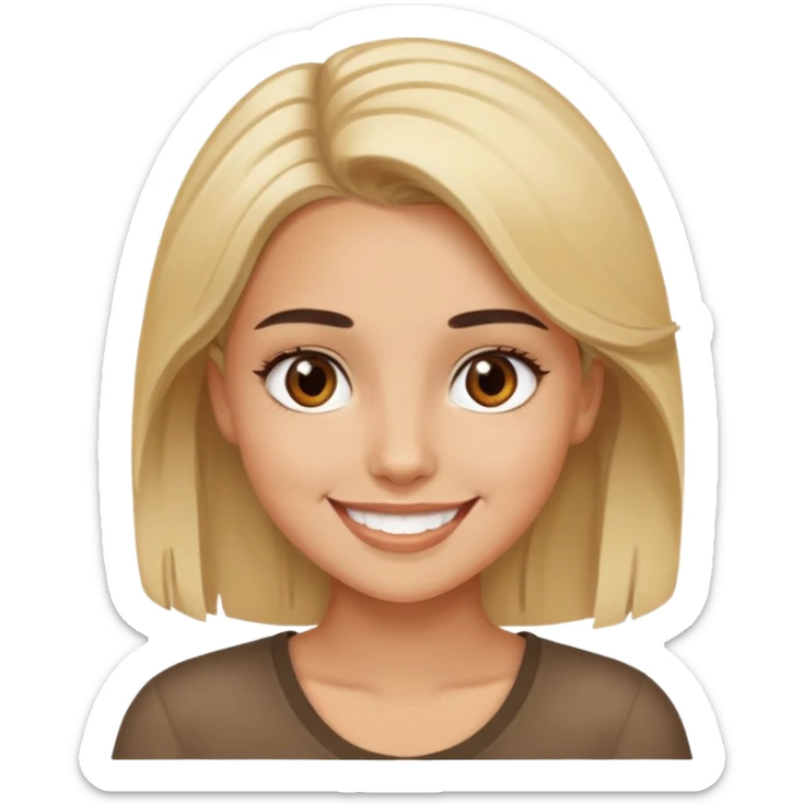 uma garota loira,bronzeada com sorriso bonito,olhos castanhos e sobrancelha escura sticker