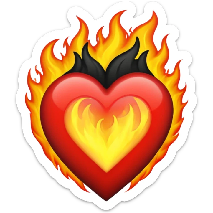 I want the emoji to be the heart on fire but make the heart black sticker