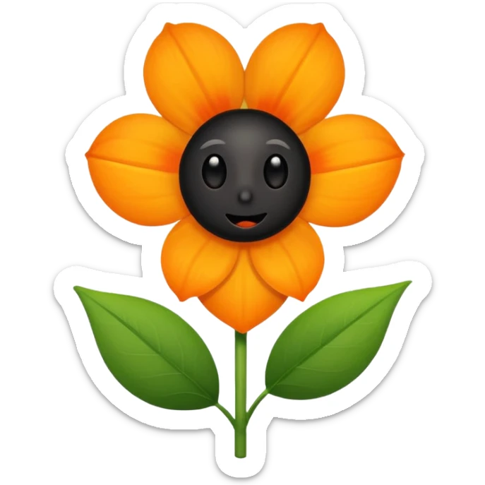 Green stem, white bud with black cartoony face: ;p. And six heart shaped yellowish orange petals sticker