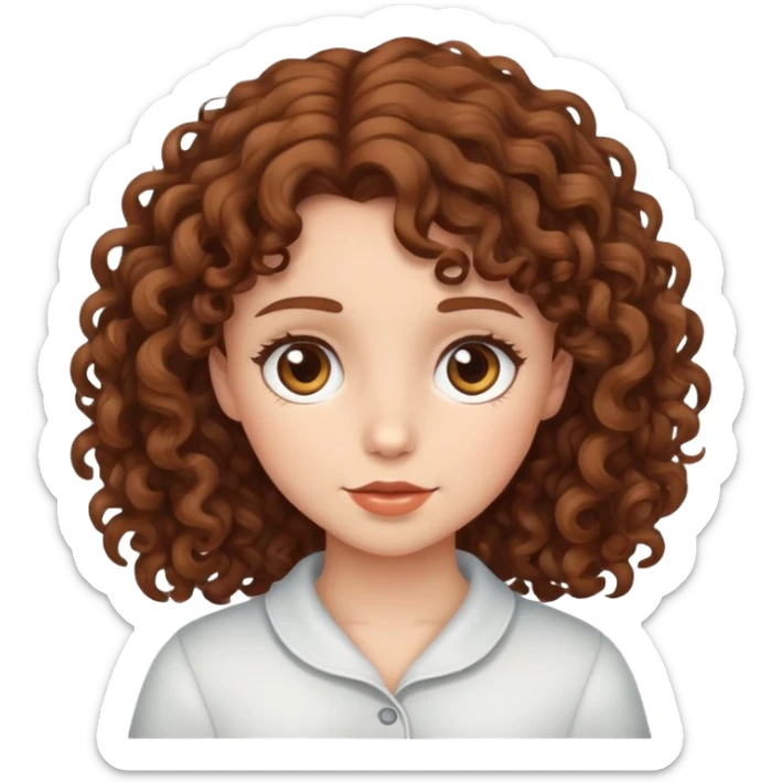 a girl with brown curly hair sticker