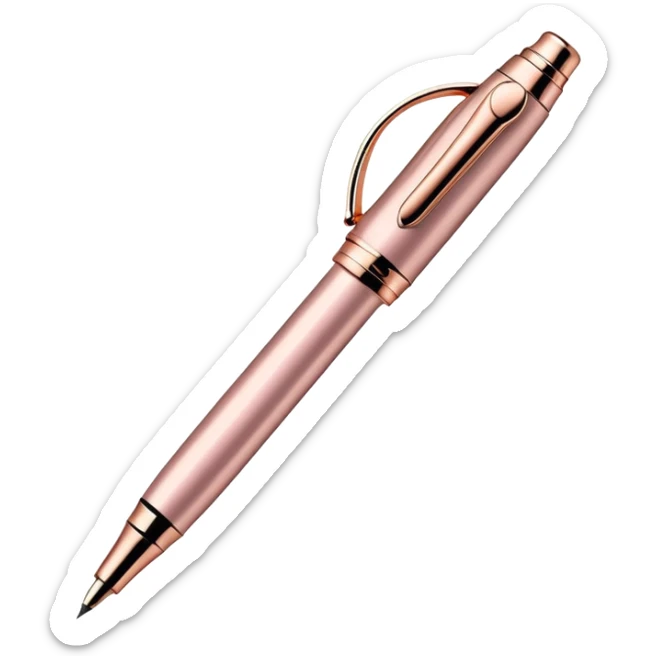 Realistic rose gold fancy ink pen  sticker
