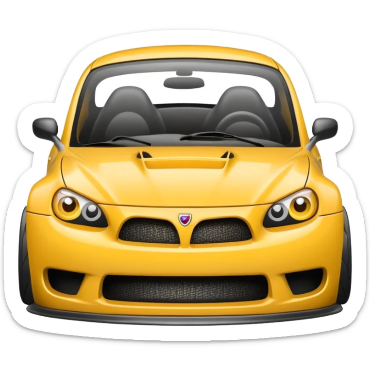 Emoji of a car with wide fenders, carbon fiber hood, and aggressive front bumper sticker