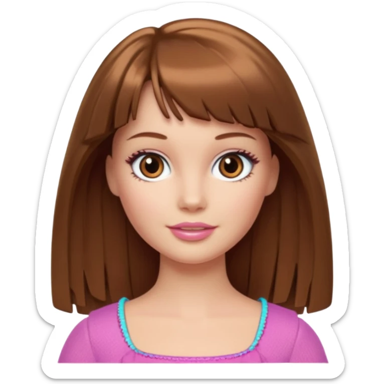 barbie merliah summers with girl with brown hair and brown fringe and light brown eyes  sticker
