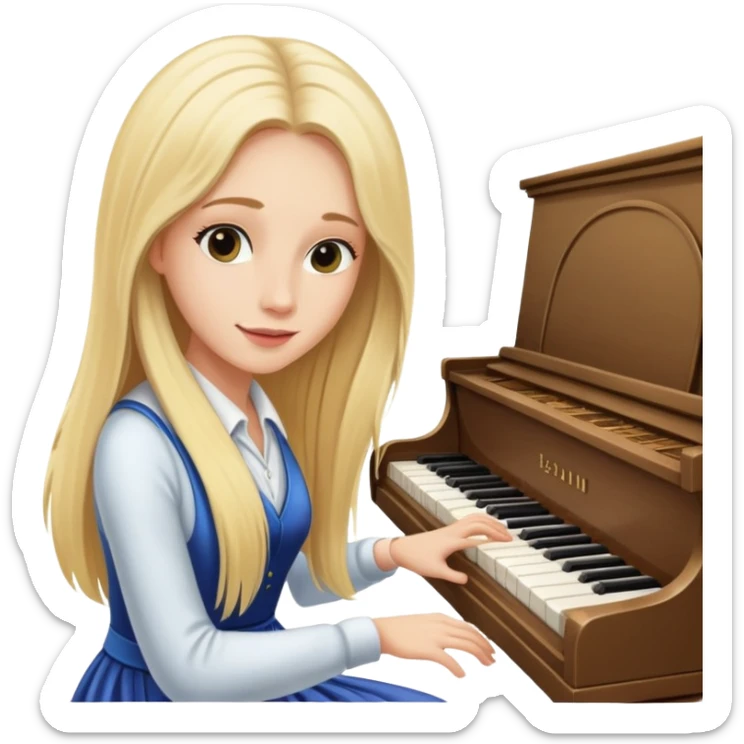 woman with long blonde hair playing the piano sticker