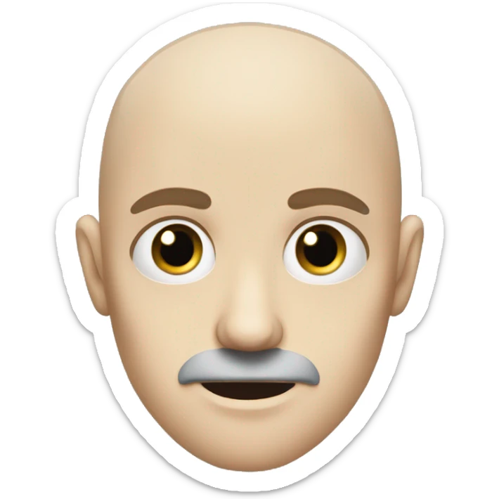 Young Polish skinny trained guy with Blue eyes, a bald, a mustach and little bit scares around the eyes sticker