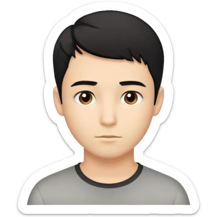 emoji of a young man with short black hair and blonde highlights, no beard, looking to the side sticker