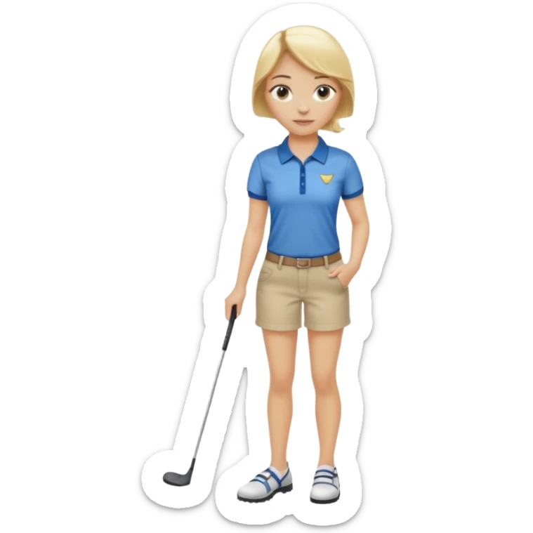 Girl with blonde hair and a golf shirt and jeans and sandals  sticker