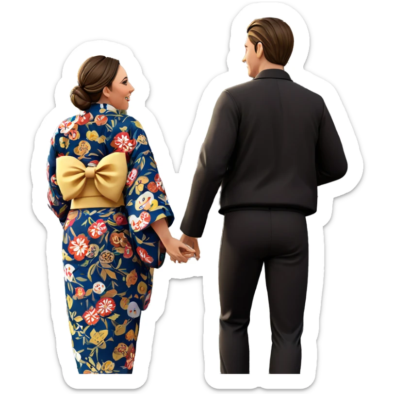 couple in kimono outdoors sticker