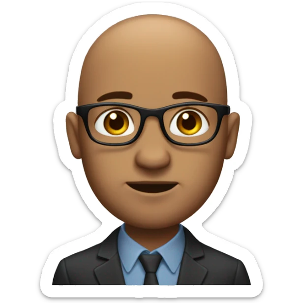 men in 30s bald he is it guy but he doesnt have glasses he have a little bit of hair o the sides  sticker