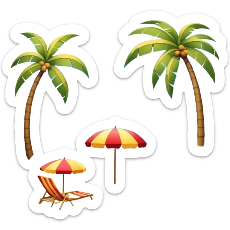 Cinematic Realistic Beach Emoji in a wooden frame, Sunny and bright, with soft golden sand stretching as far as the eye can see, gently lapping waves crashing onto the shore, and a clear, blue sky above. Palm trees sway in the warm breeze, and colorful beach umbrellas dot the landscape. Soft glowing outline, capturing the essence of a relaxed, joyful beach day filled with sun, sand, and surf! sticker