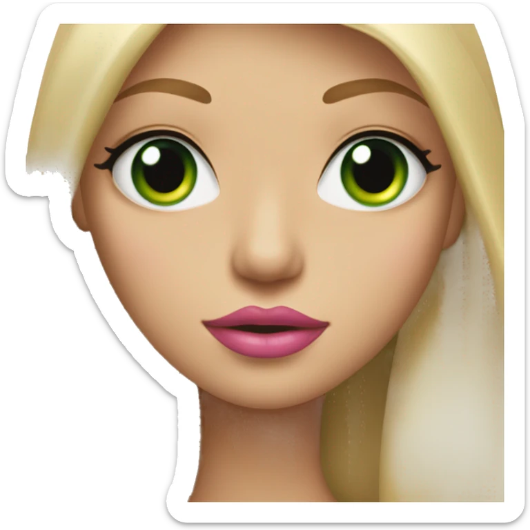 blonde girl with long straight hair, green eyes and pink lips send kisses sticker