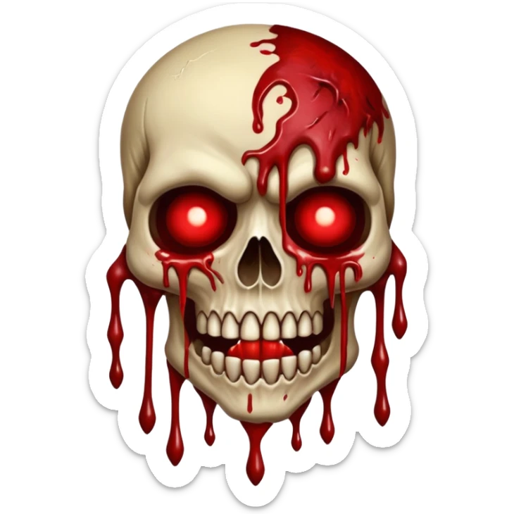 A Hideous mutated monster covered in rotton flesh and bloodin the style of your bleeding skull art, full body sticker