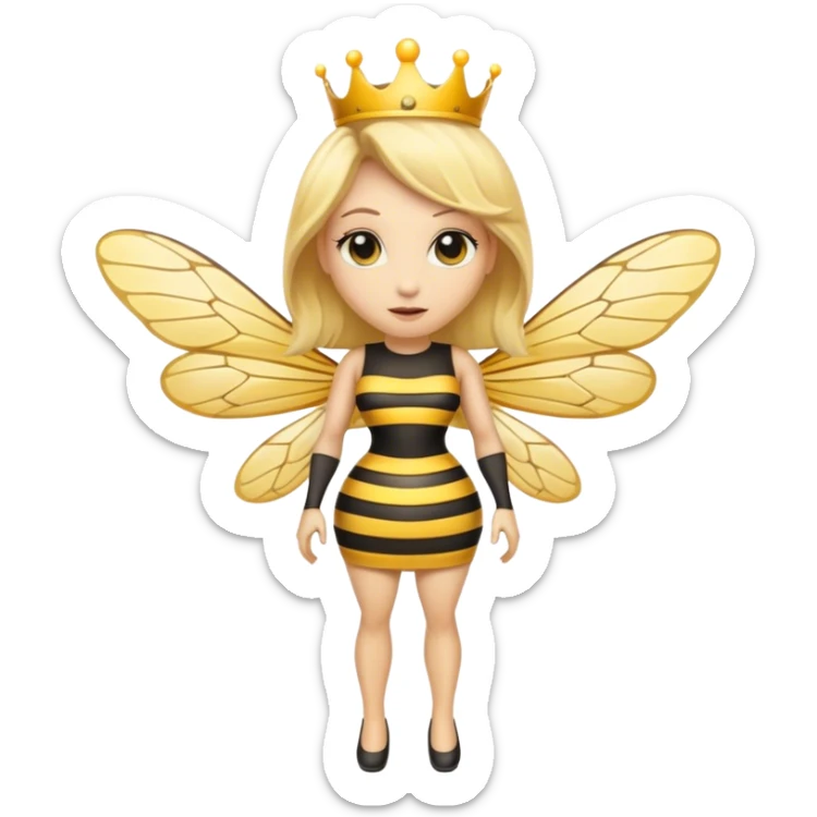 Full Body medium size Queen bee woman with  blonde hair and big nose sticker