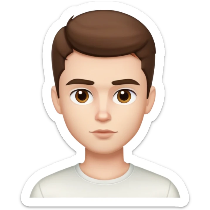 pretty handsome bratz man, short brown hair, brown eyes, pale skin, defined jawline sticker