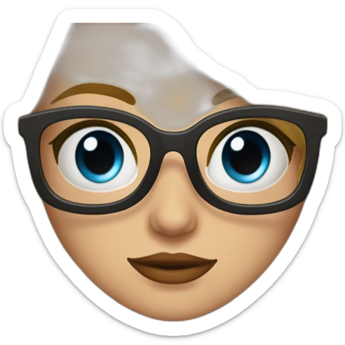 chica rubia con pelo largo ondulado, ojos azules con gafas negras y labios rojos sticker