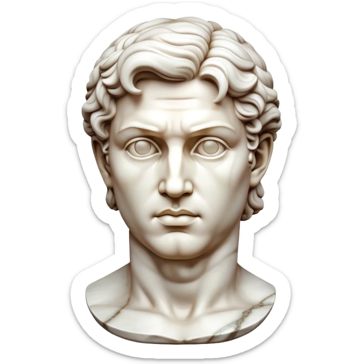 Cinematic Realistic Michelangelo's David Sculpture Emoji, depicted as a masterful Renaissance statue with idealized proportions and a serene noble expression, rendered with lifelike marble textures and soft classical lighting that captures its timeless beauty. sticker