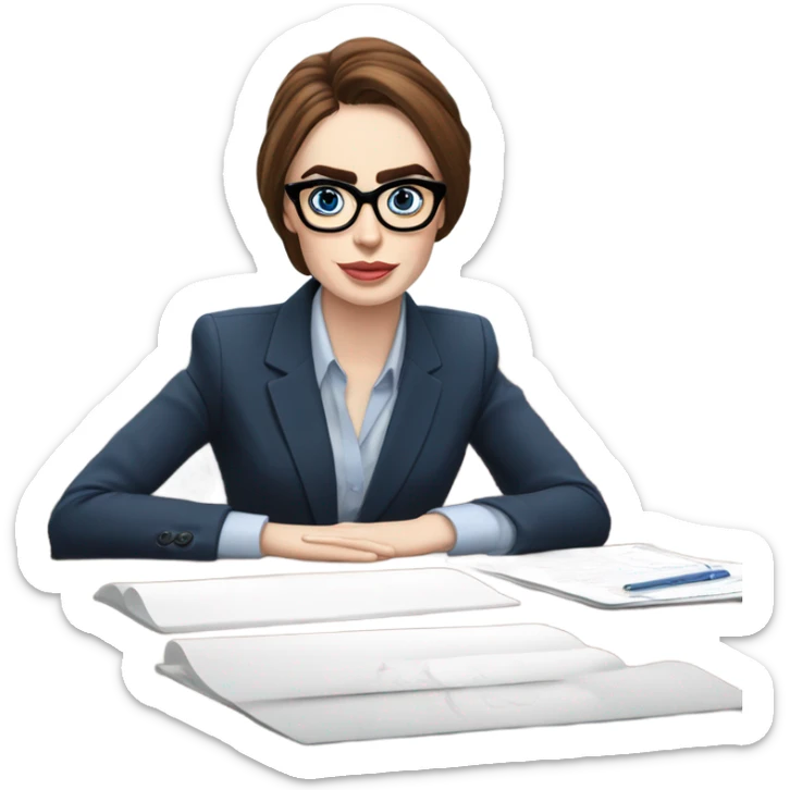 Lily collins blue eyes wearing glasses in a business meeting  sticker