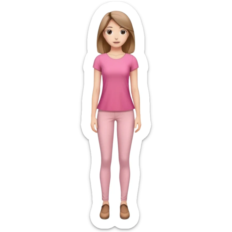 with meduim hair and pink dress and jegigs for pant  sticker