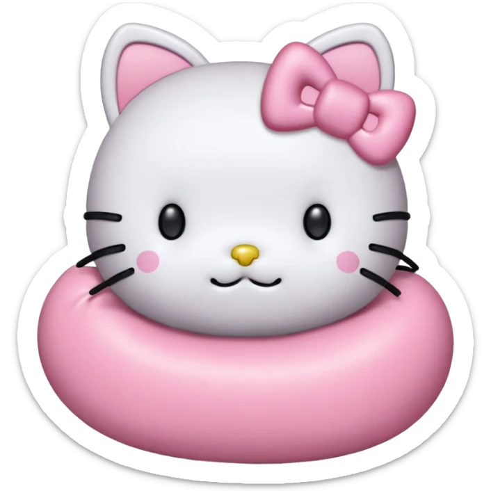 Crea una foca anillada gordita con aspecto tierno, lleva un moño rosado con tonos pasteles (como referencia el lazo de hello kitty rosado) sticker