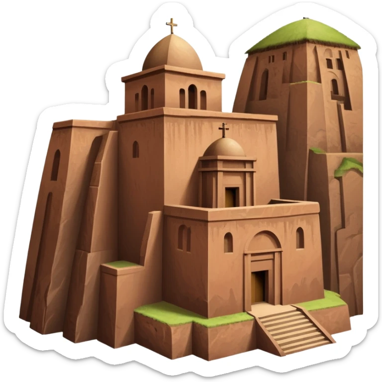 Create the rock hewn Church of Saint George in Lalibela, Ethiopia into an iOS style emoji. Make it HD and precise. sticker