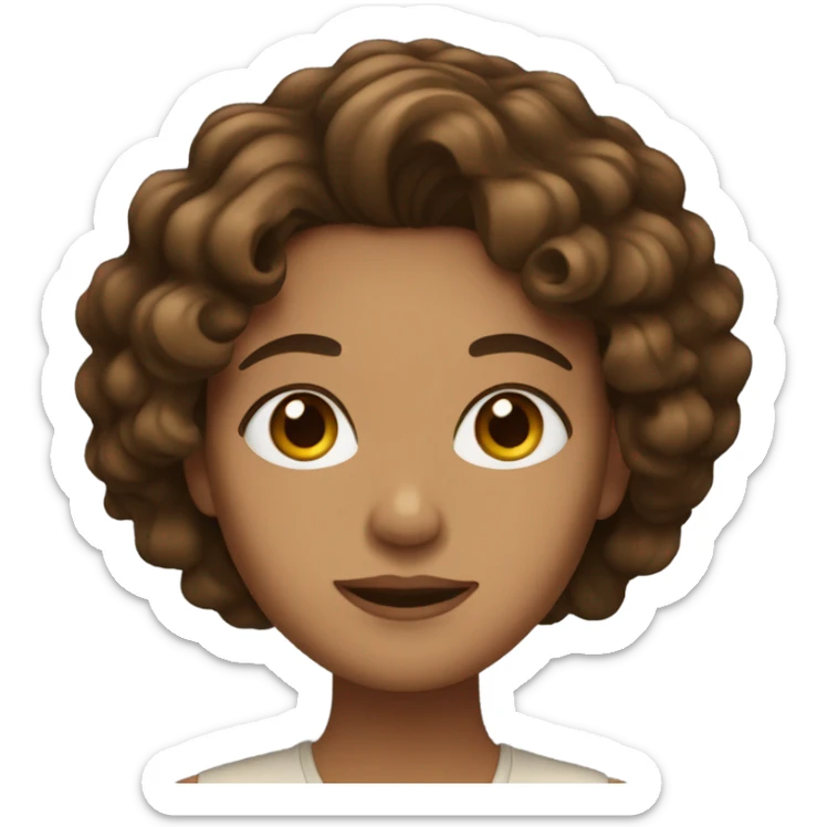 a woman with wavy hair and brown eyes sticker