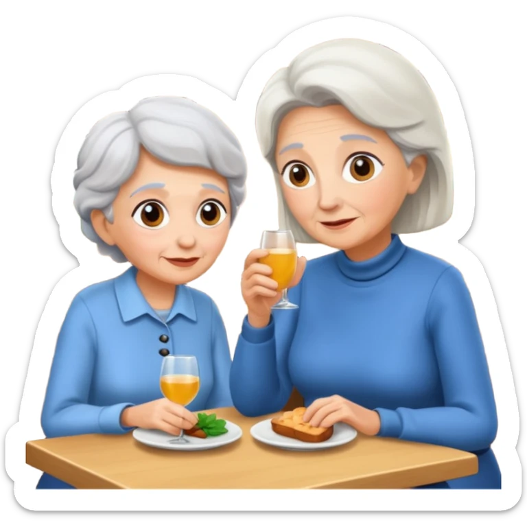 conversación dentro de un restaurant  dos personas y una de las persoans sea una abuela sticker
