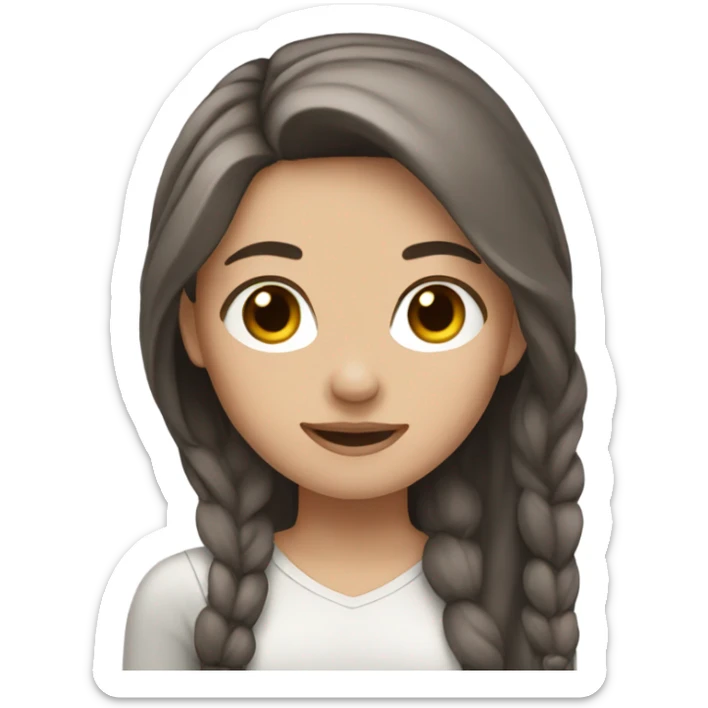 Girl with brown hair with dark gray highlights, fair skin and long hair sticker