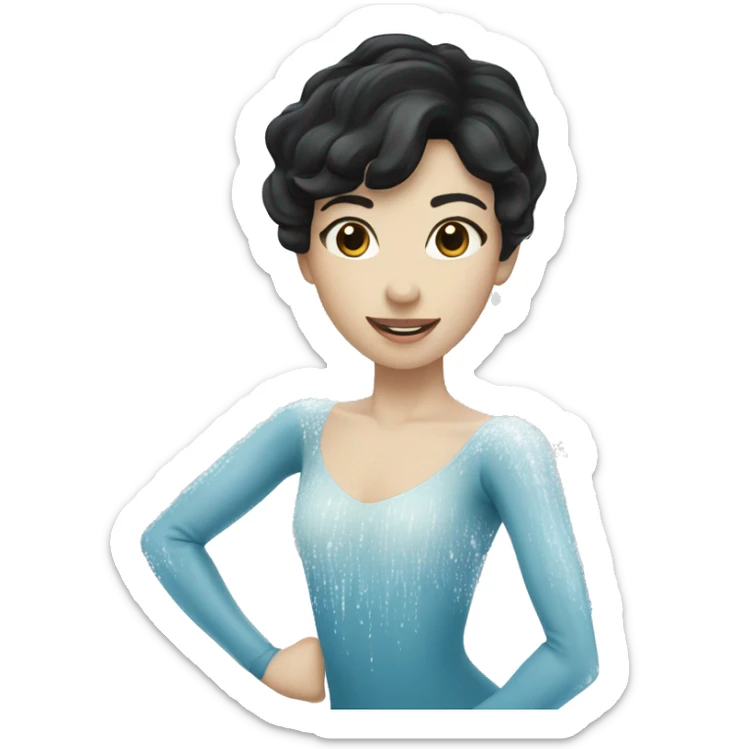 ice skater with black hair and pale skin skating trough the ice sticker