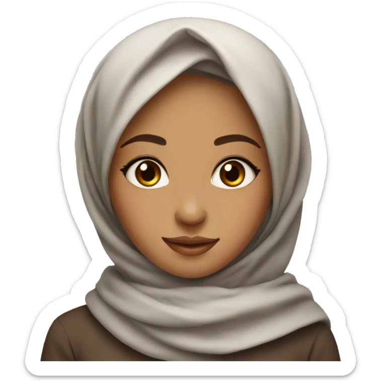 beautiful Muslim girl with a draped scarf and curling edges with brown eyes  sticker