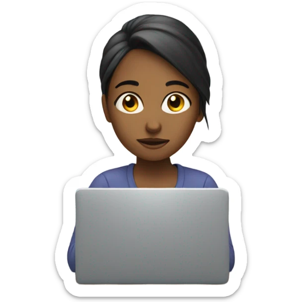 A girl with a laptop sticker