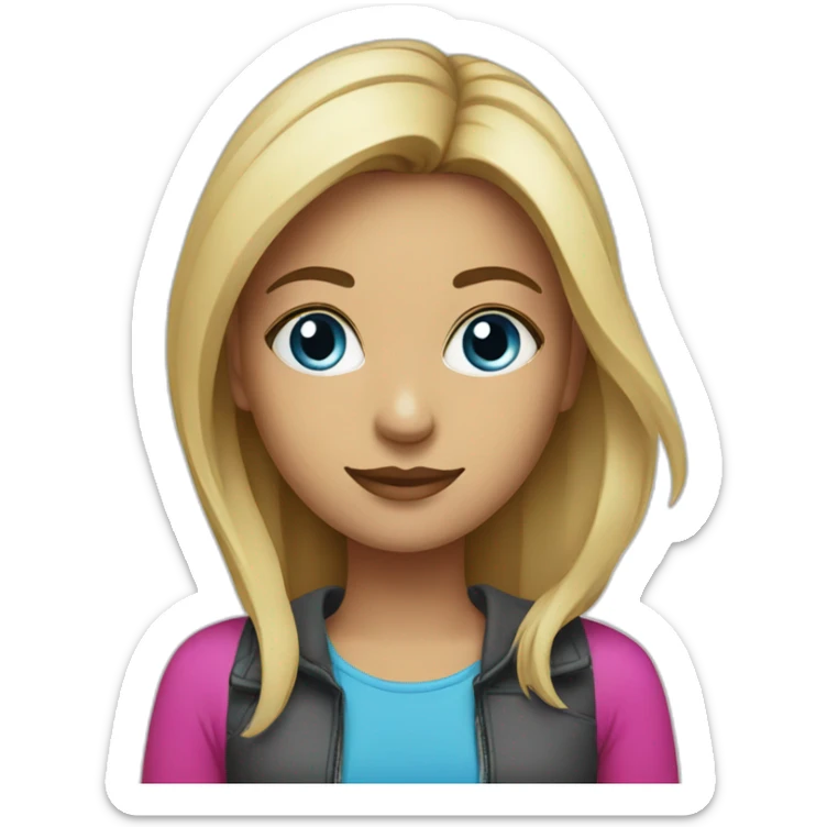 girl designer at the ozone company. The company's corporate colors are blue, fuchsia and white sticker