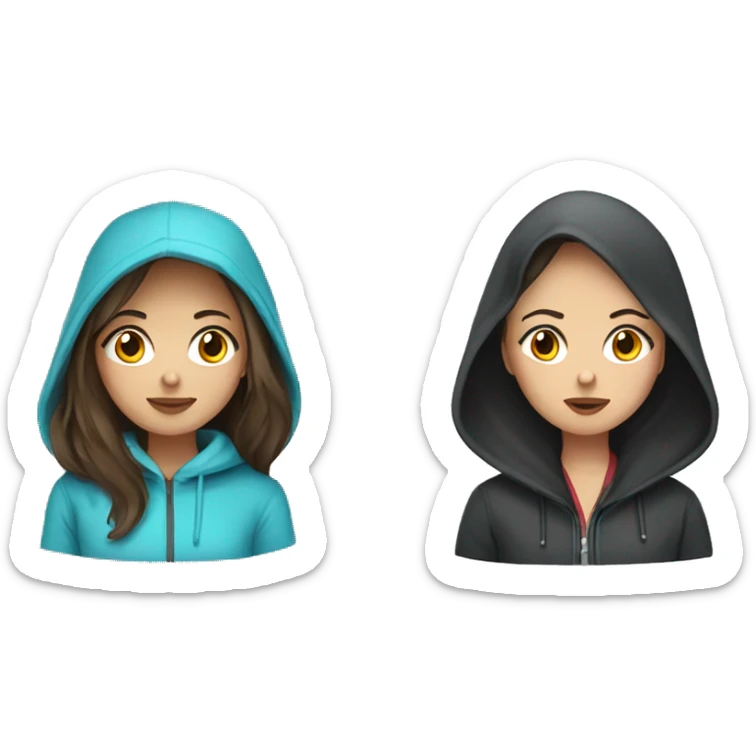 A Russian brunette girl and a Kazakh girl wearing hoodies  sticker