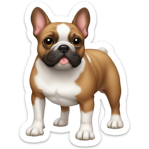 A black and brown French bulldog with fluffy fur  sticker