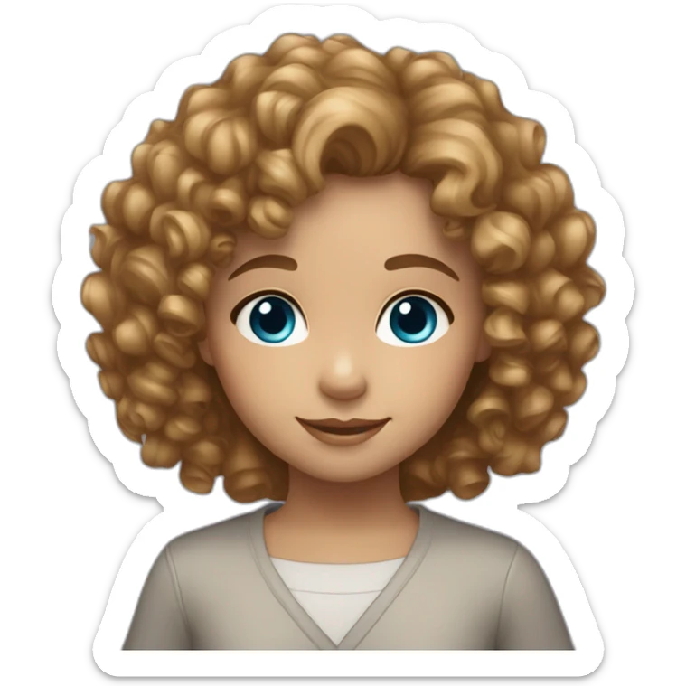 curly hair 7 year old girl blue eyes light brown hair sticker