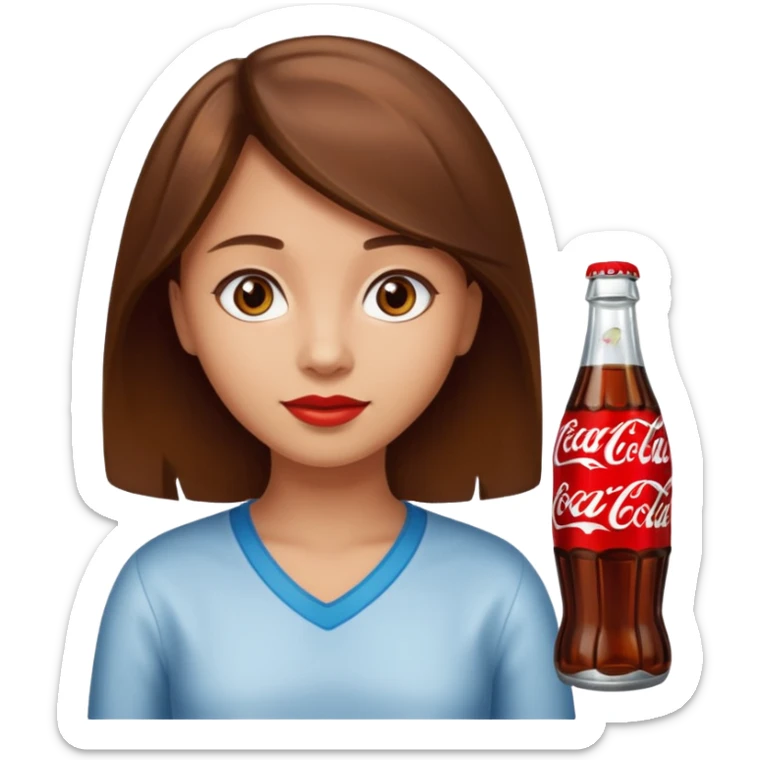 Girl brown hair light skin brown eyes turning into coca cola bottle sticker