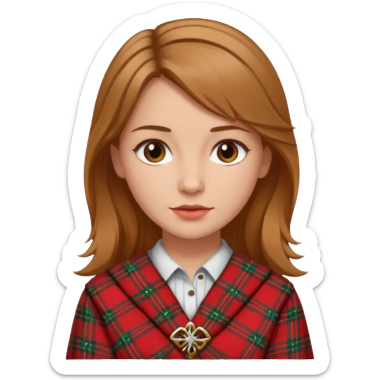 female with scottish red attire and dark blonde hair sticker