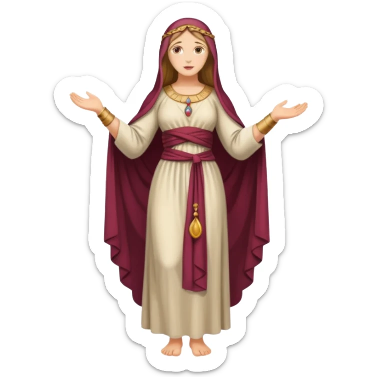 fullbody Mary Magdalene, buxom and fit figure, wearing ancient dress sticker
