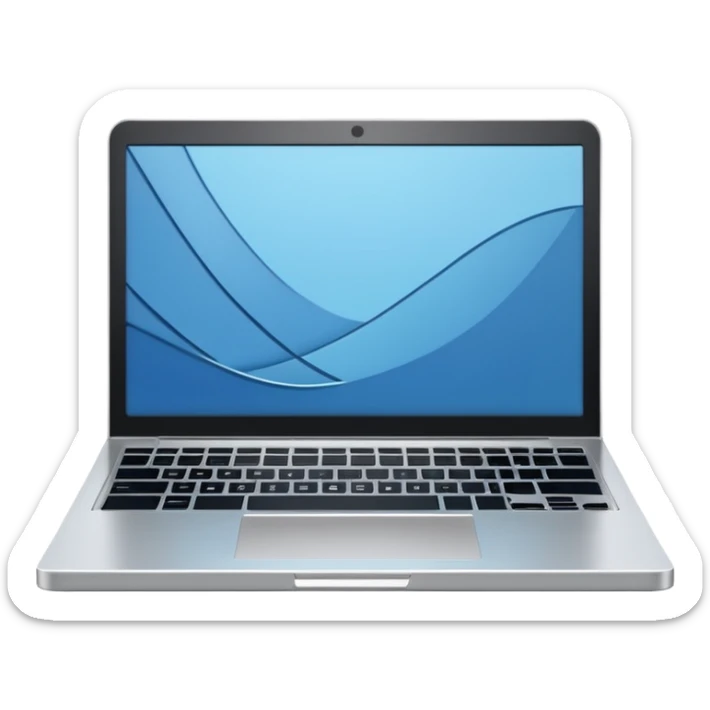 3D minimal icon of a premium silver or gray laptop with no logos, placed on a color #FF3D00 gradient background. Clean, modern, high-end tech style. sticker