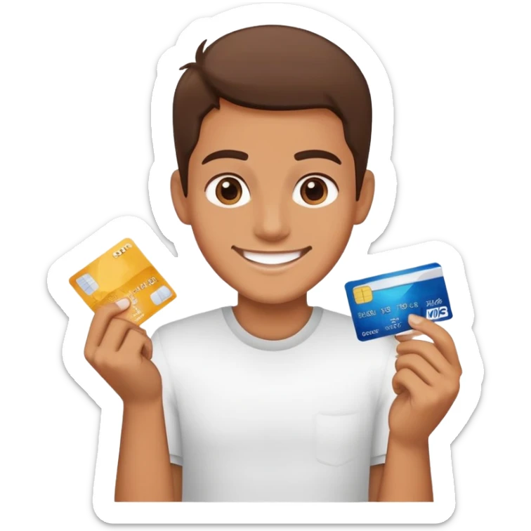 smiling face with credit card in hand and a pile of salt in front of it sticker