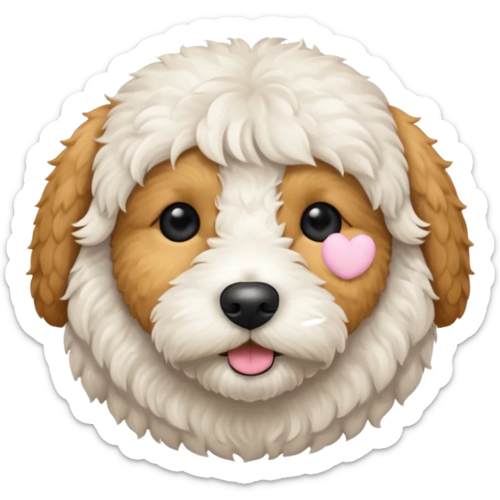 Can you make me an emoji of a very white mini goldendoodle that looks at more poodle with black eyes and a round face? sticker