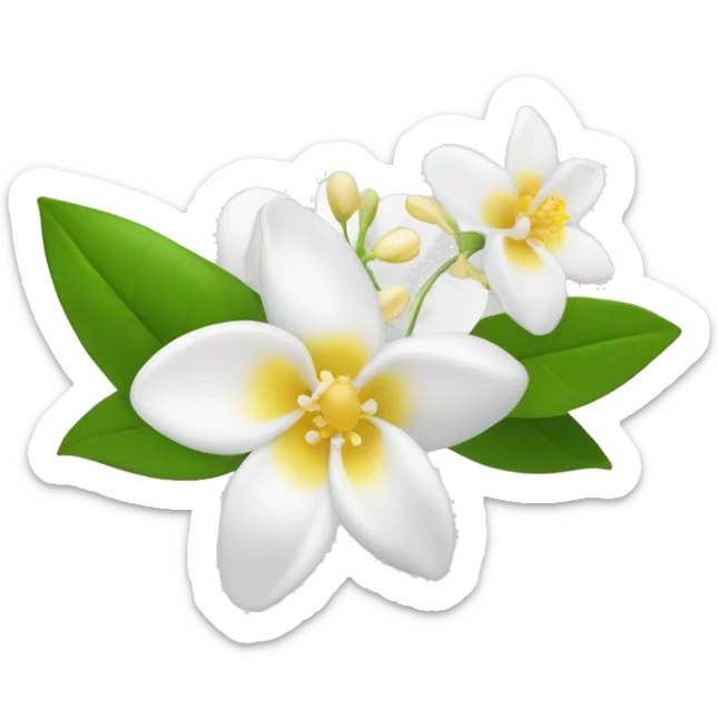 Jasmine's flowers with white petals and a yellow center of stamens sticker
